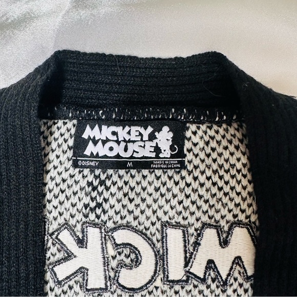 Disney Mickey Mouse Club Mouseketeers Cardigan SZ M Grayscale Black Sweater - Picture 7 of 11